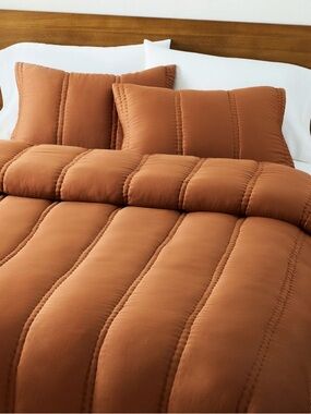 West Elm Tencel Tufted Shams Set (2) in Terracotta